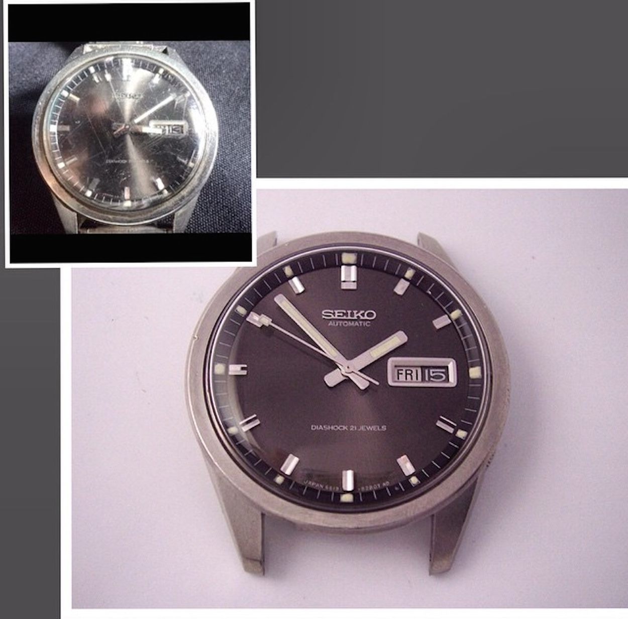 Seiko Sportsmatic before and after