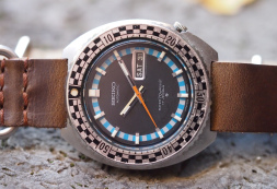 Seiko Rally Diver on its side