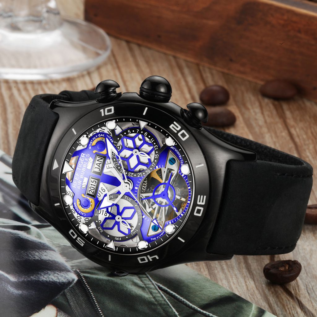 Unique Visual Dynamic: Reef Tiger Aurora Air Bubble RT6500 Automatic Wrist Watch