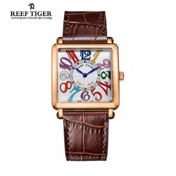 Women's Delicacy And Fortitude: Reef Tiger Coco Rose Master Square Women's Wrist Watch