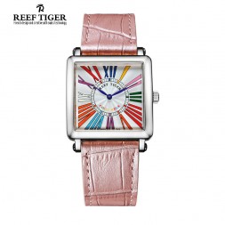 Women's Delicacy And Fortitude: Reef Tiger Coco Rose Master Square Women's Wrist Watch